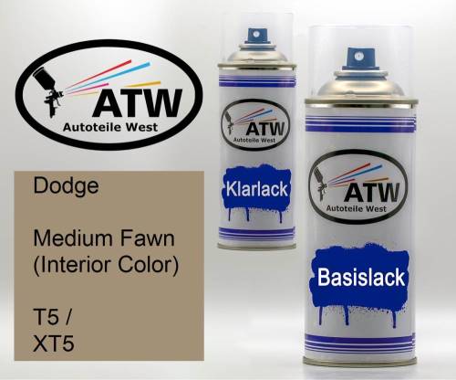 Dodge, Medium Fawn (Interior Color), T5 / XT5: 400ml Sprühdose + 400ml Klarlack - Set, von ATW Autoteile West.